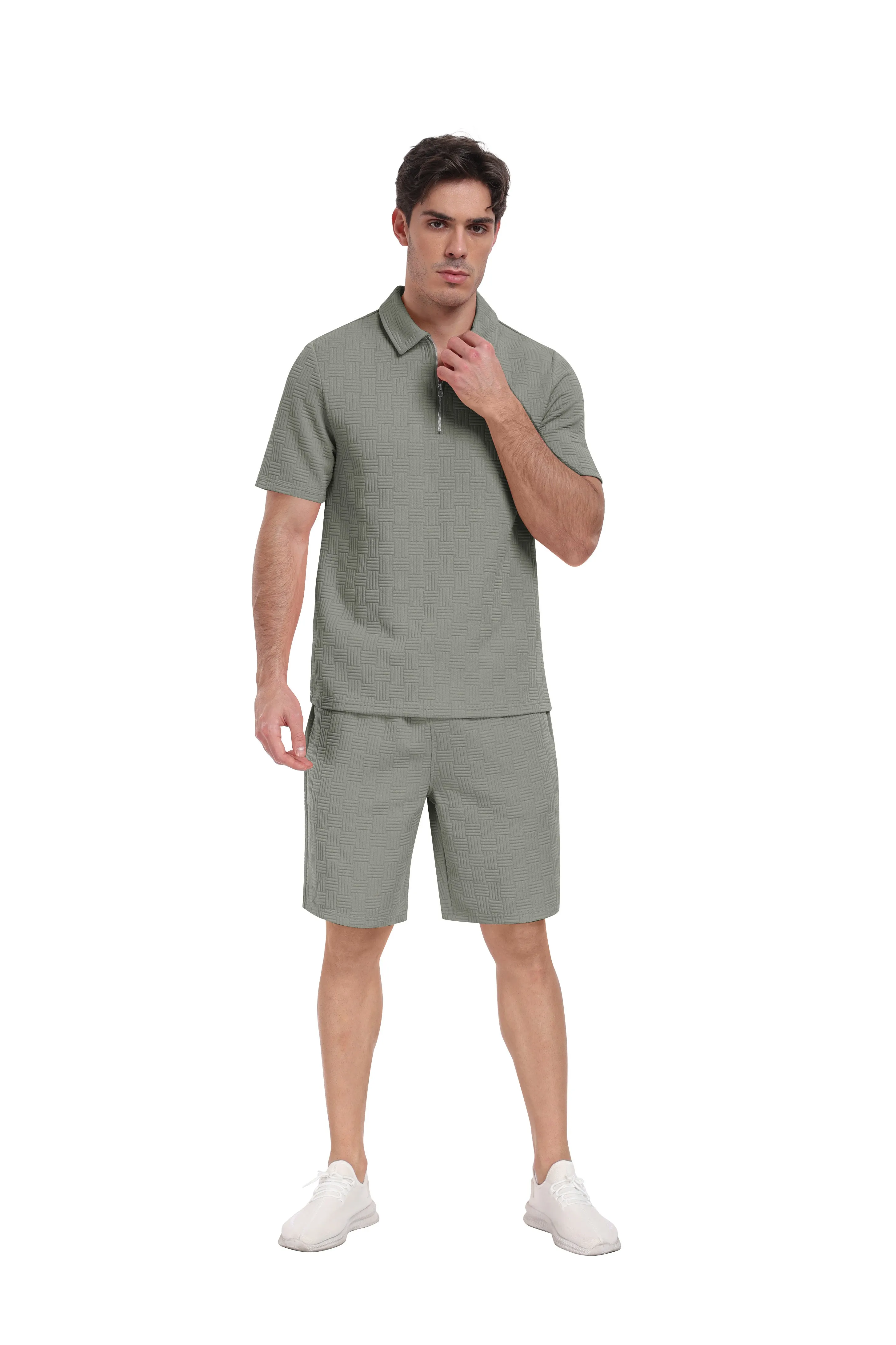 Men's summer breathable comfortable sports running short sleeve shorts set