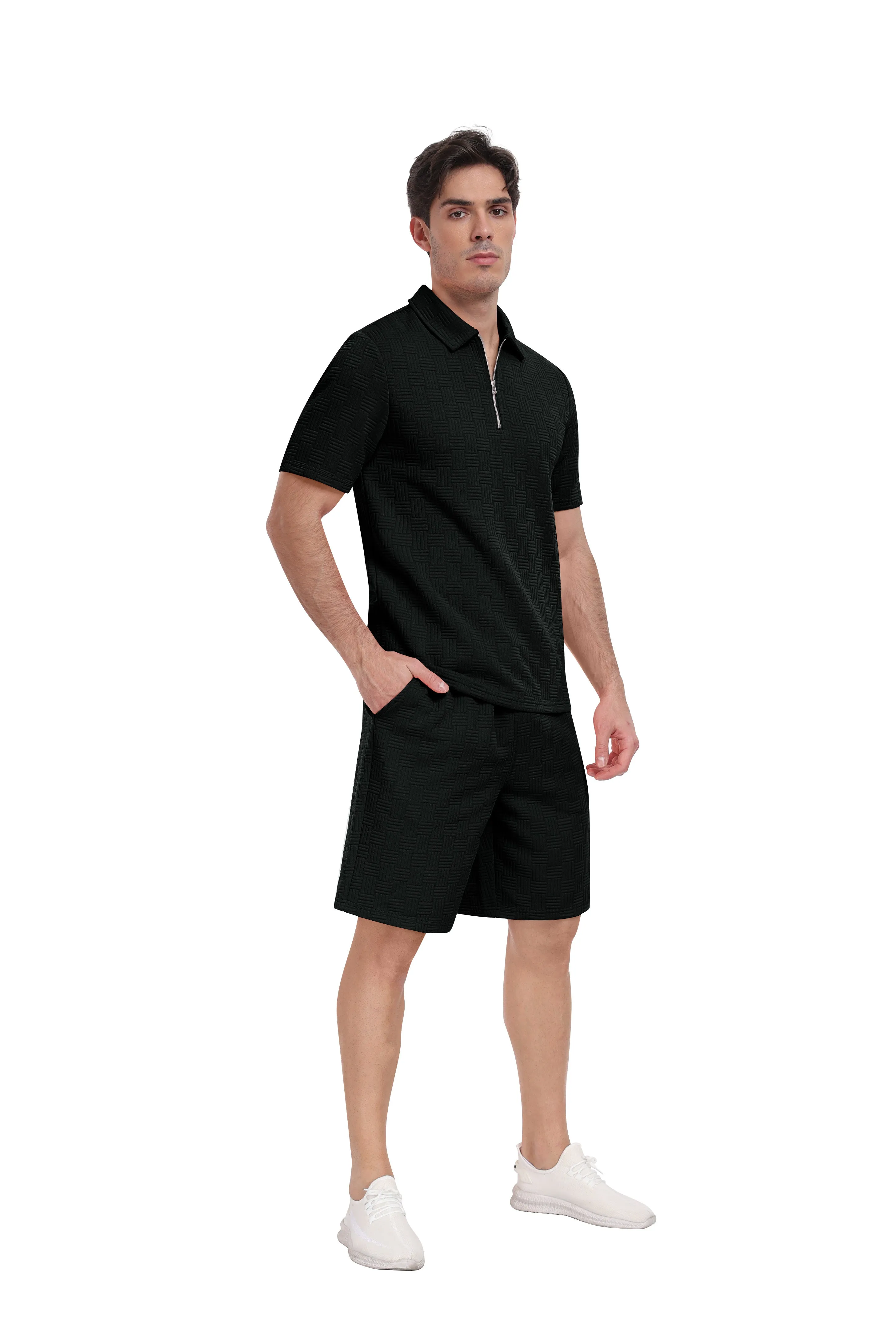 Men's summer breathable comfortable sports running short sleeve shorts set