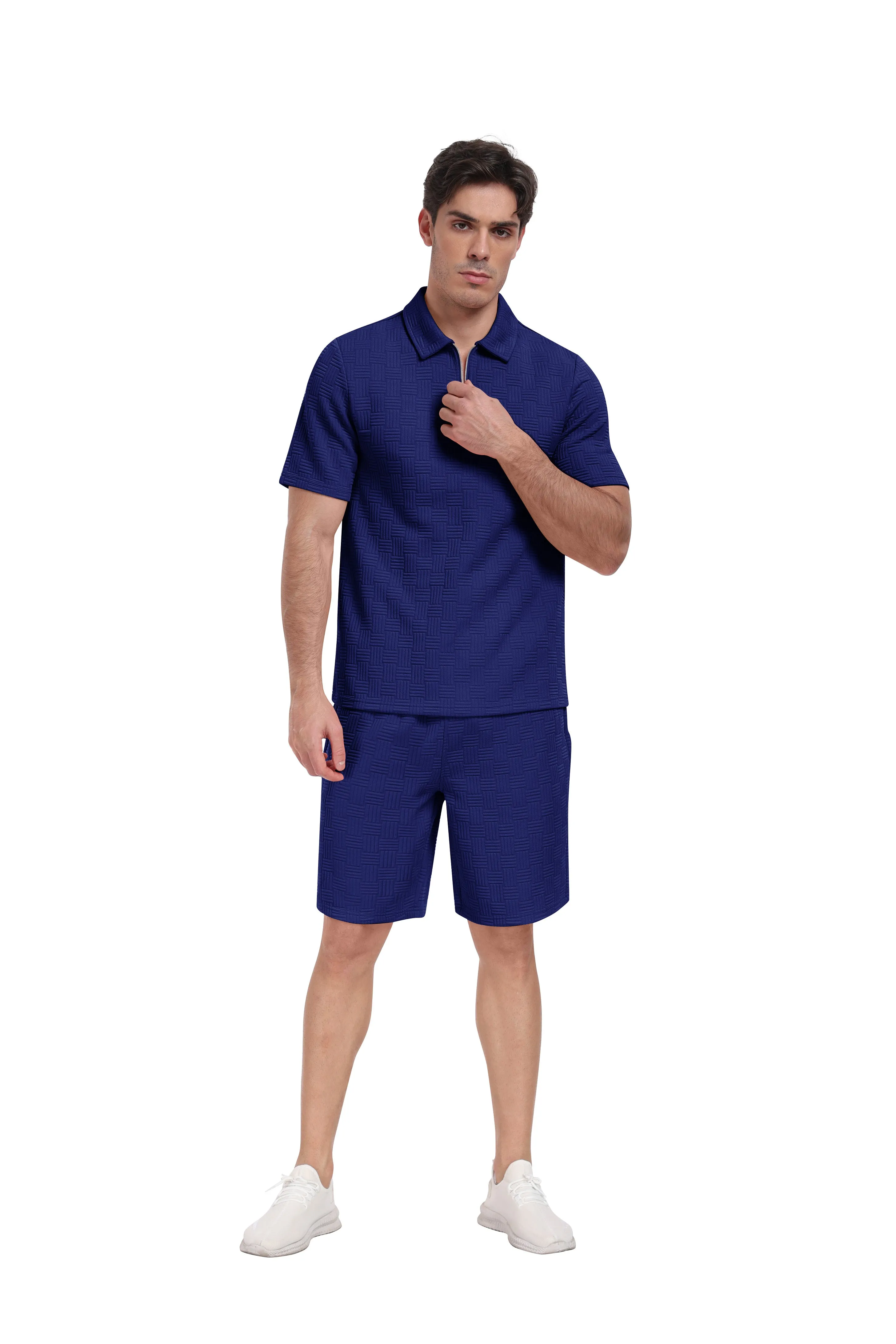 Men's summer breathable comfortable sports running short sleeve shorts set