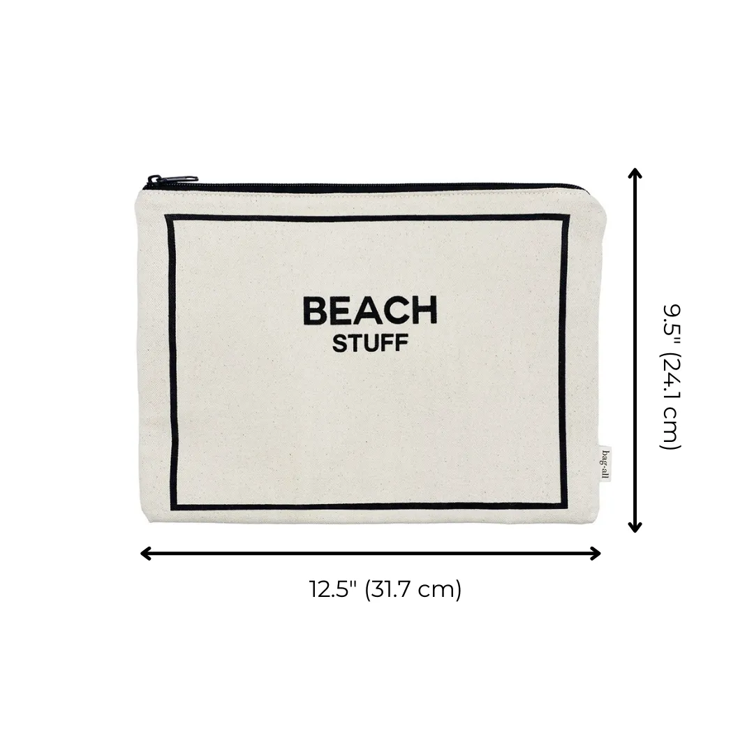 Monogram Beach Pouch for Bathing Suits and Sunscreen, Cream