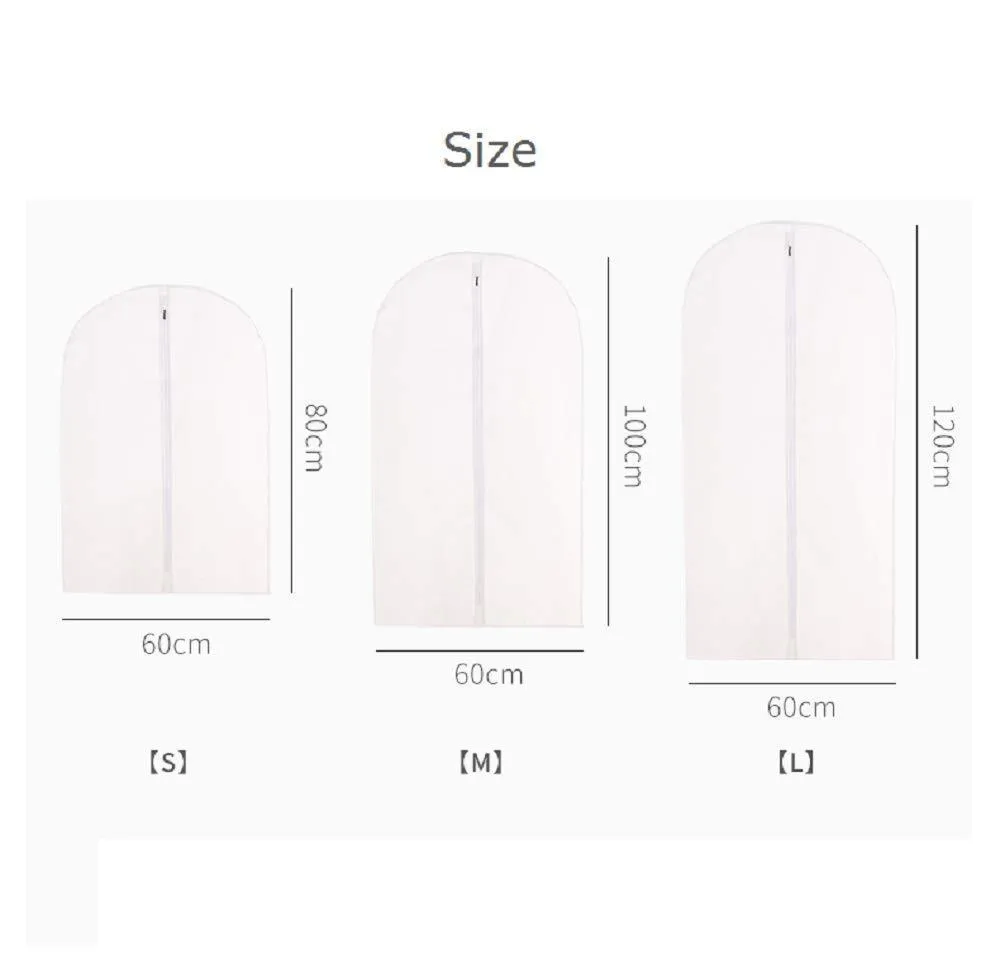 MONOJOY Garment Bags for Storage Moth Proof Hanging Clear Clothes Organizer with Zipper Dust Covers Closet Translucent Wardrobe Suit Coat PEVA Thicken 5 Pack (3Medium,2Small)