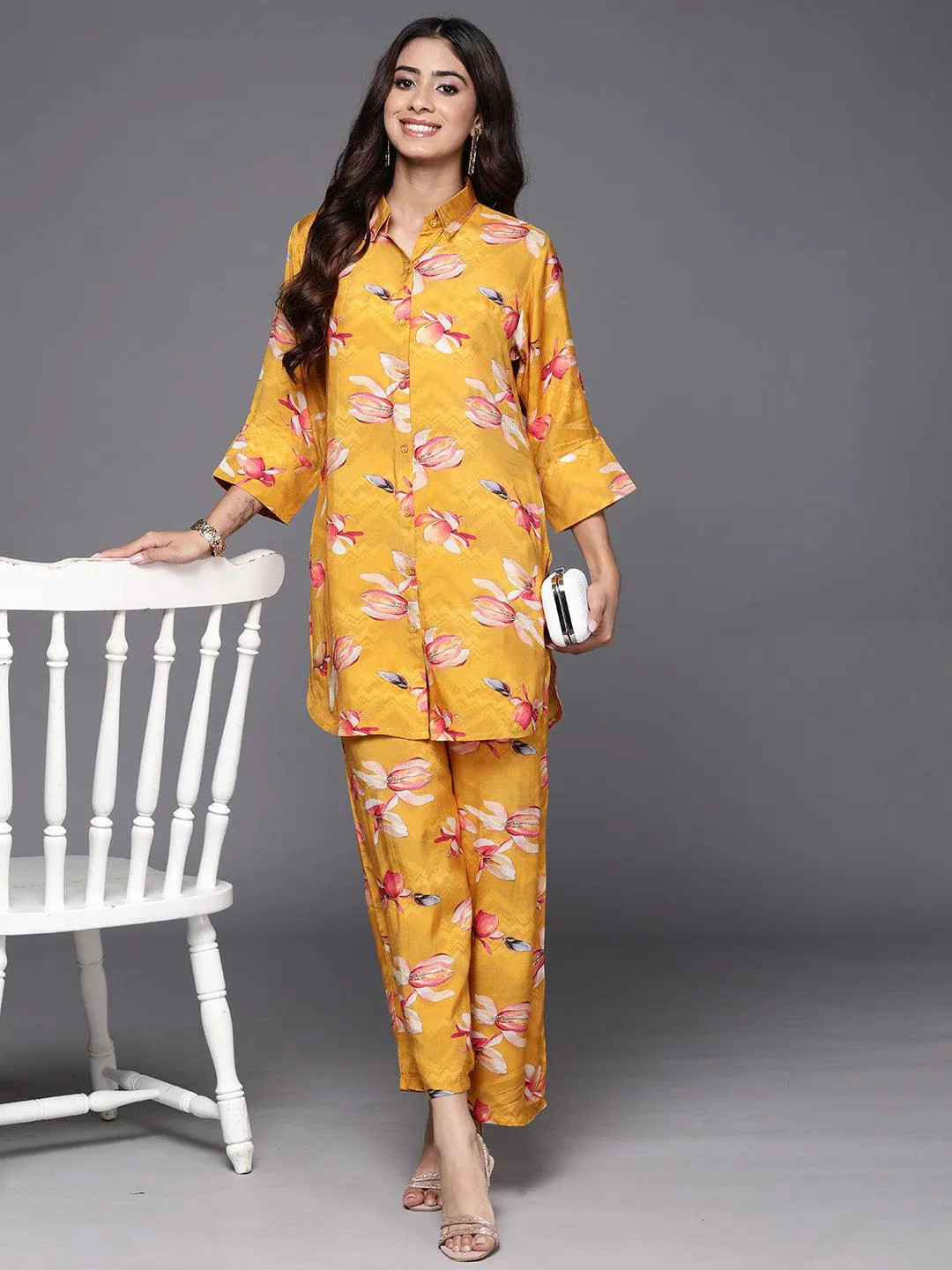 Mustard Printed Cotton Co-Ords