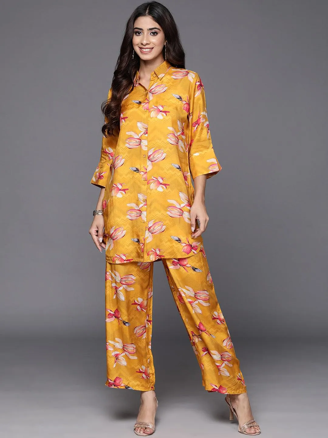 Mustard Printed Cotton Co-Ords