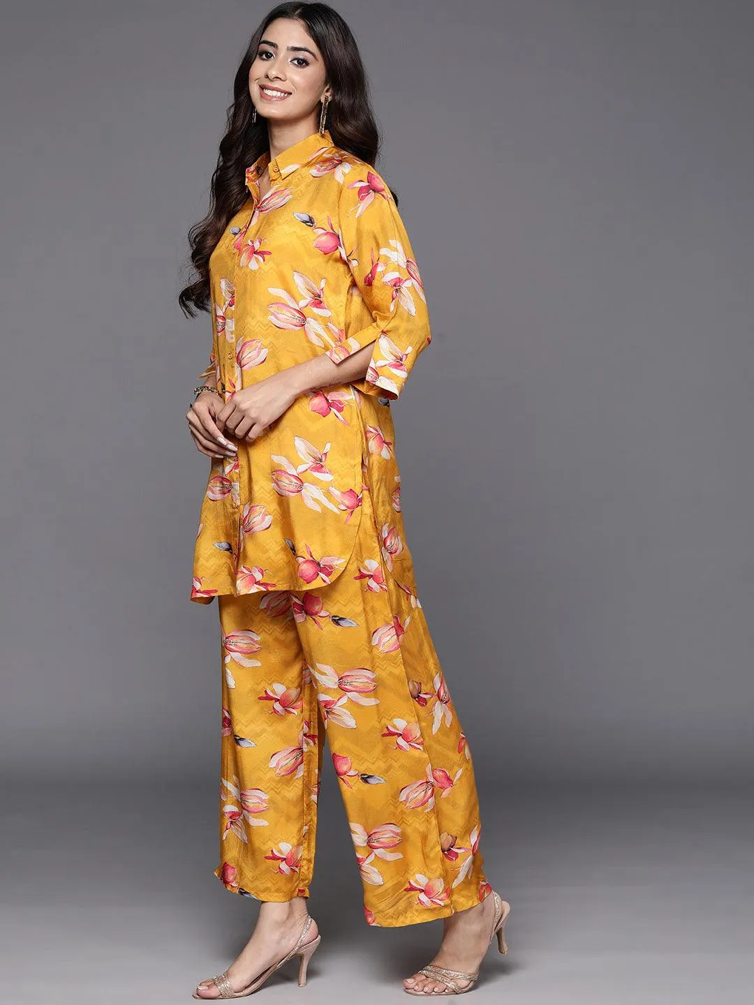 Mustard Printed Cotton Co-Ords