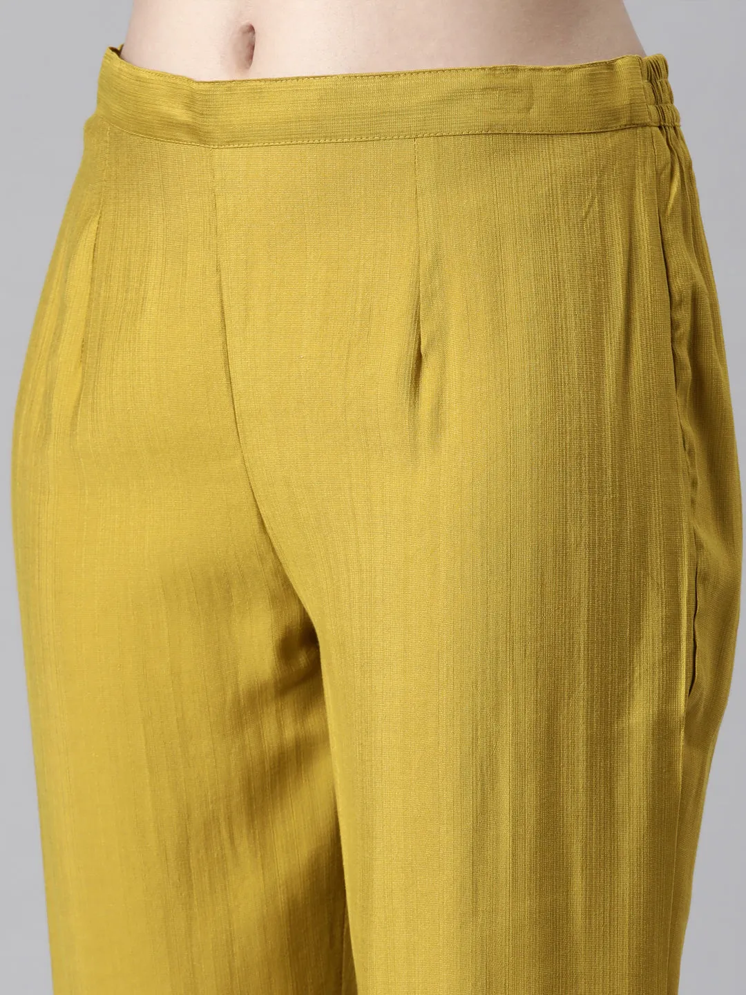 Neerus Mustard Casual  Straight Kurta and Trousers With Dupatta