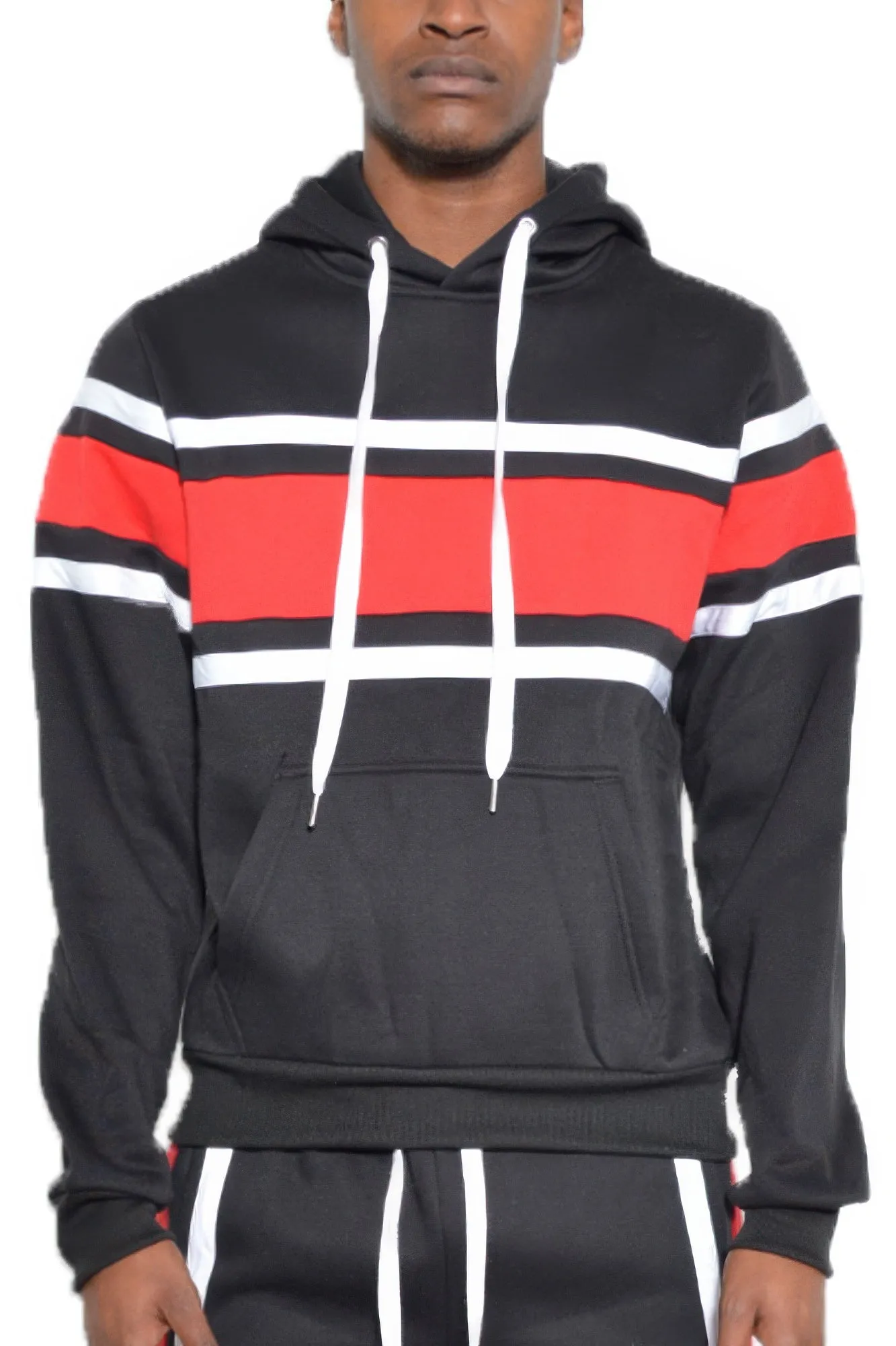 NicholesGifts Men Solid With Three Stripe Pullover Hoodie