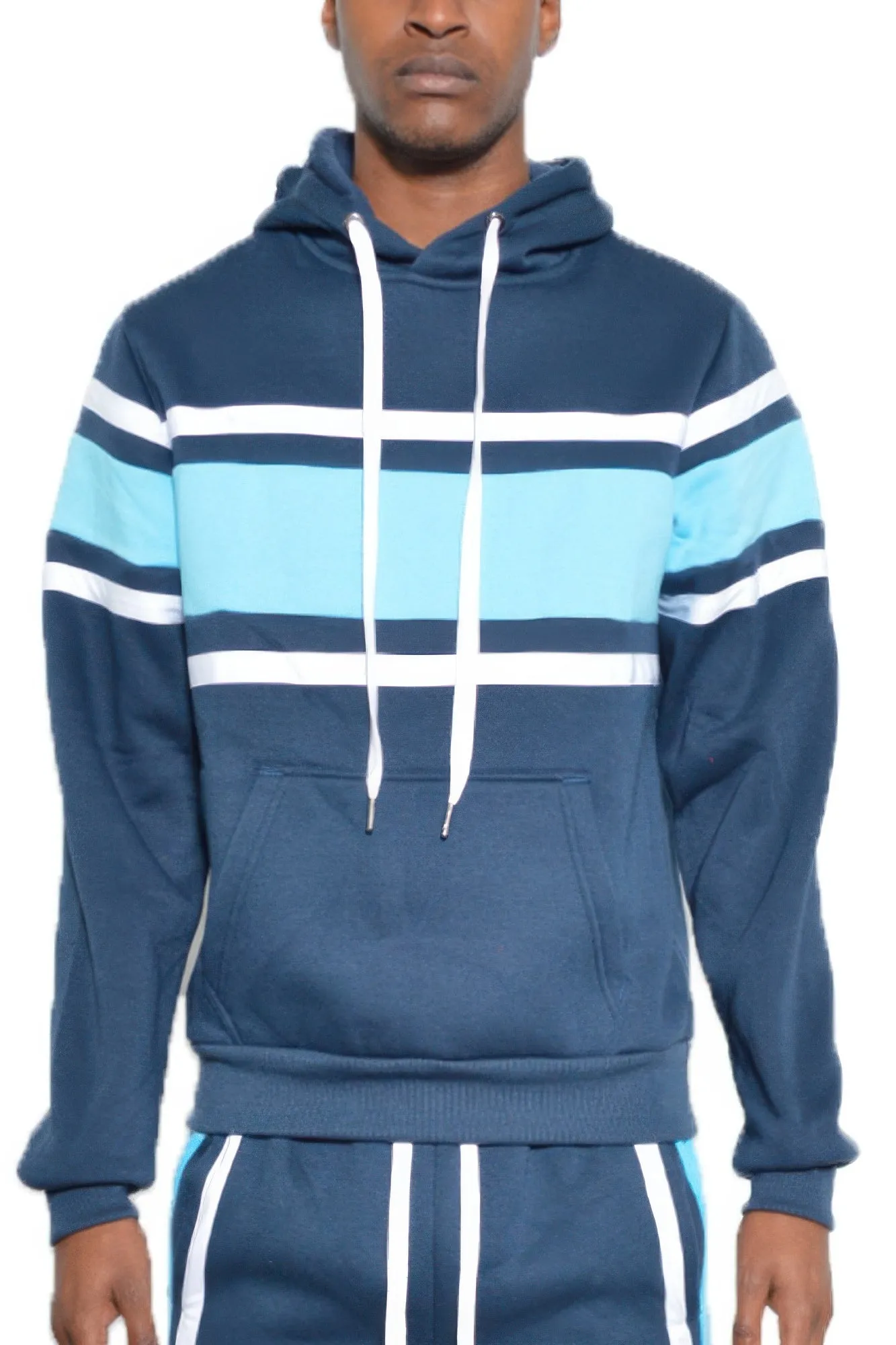 NicholesGifts Men Solid With Three Stripe Pullover Hoodie