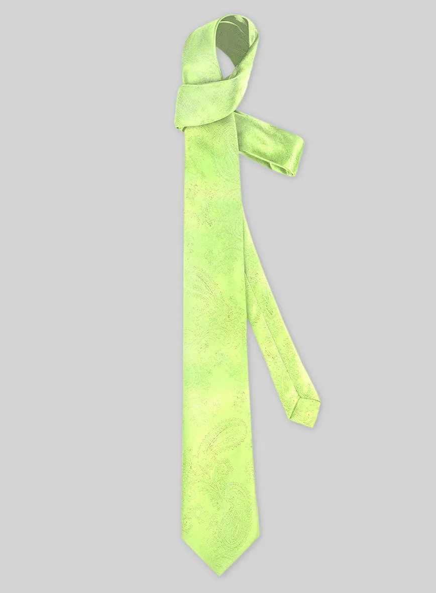 Paisley Neon Green Satin Tie