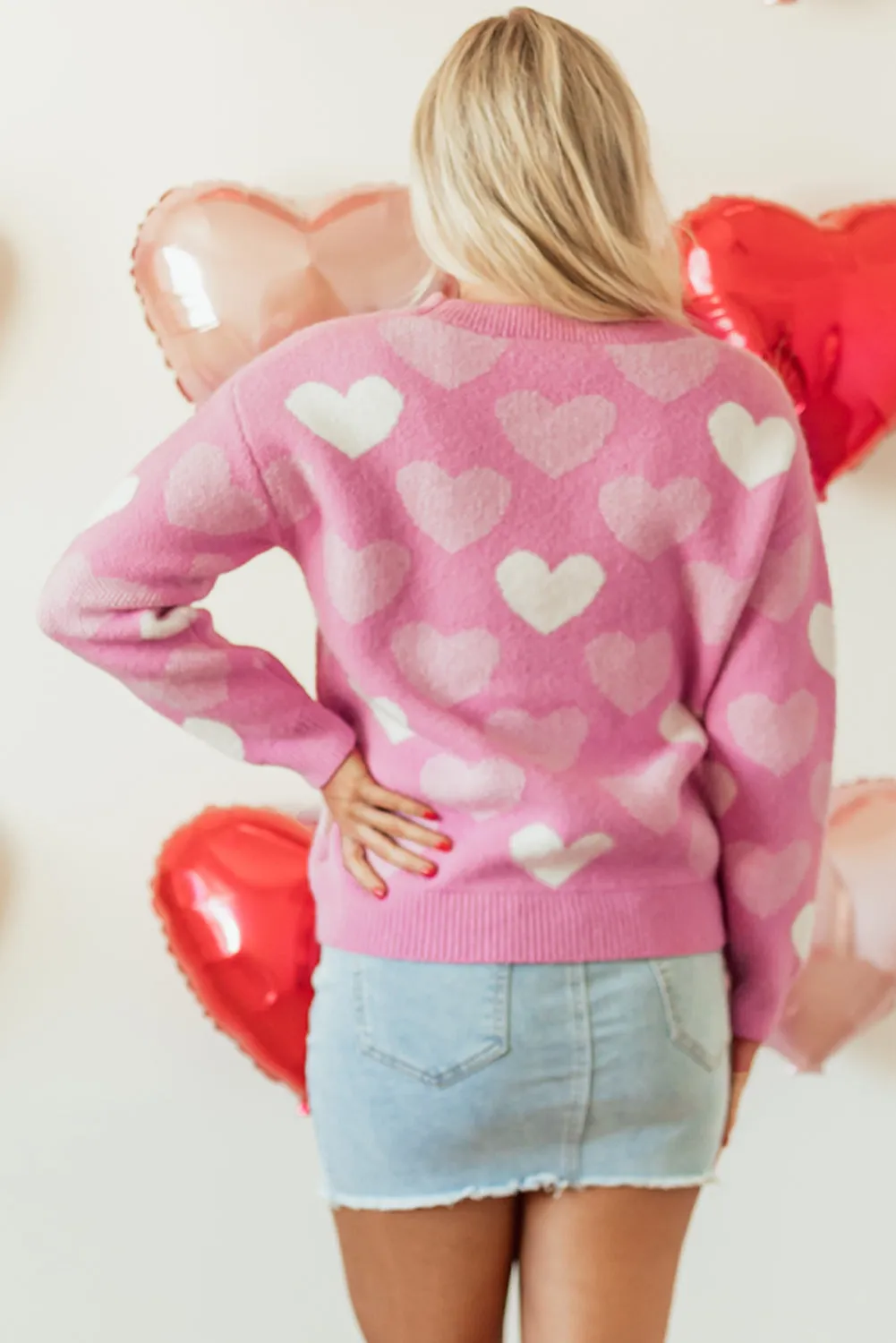 Pearled Heart Valentines Sweater