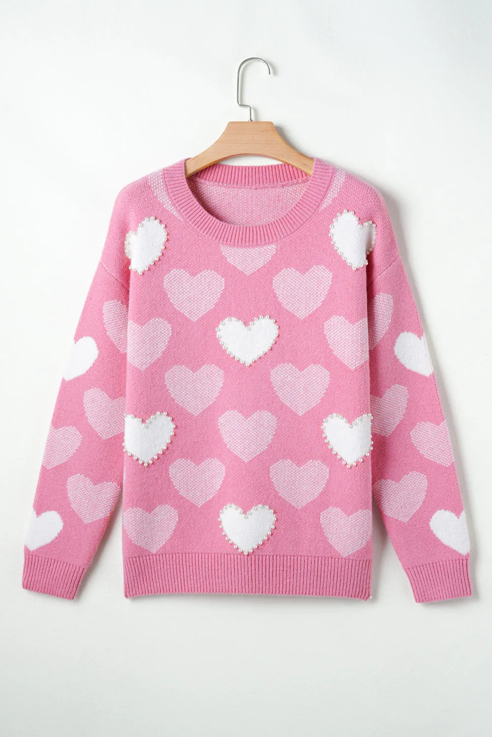 Pearled Heart Valentines Sweater