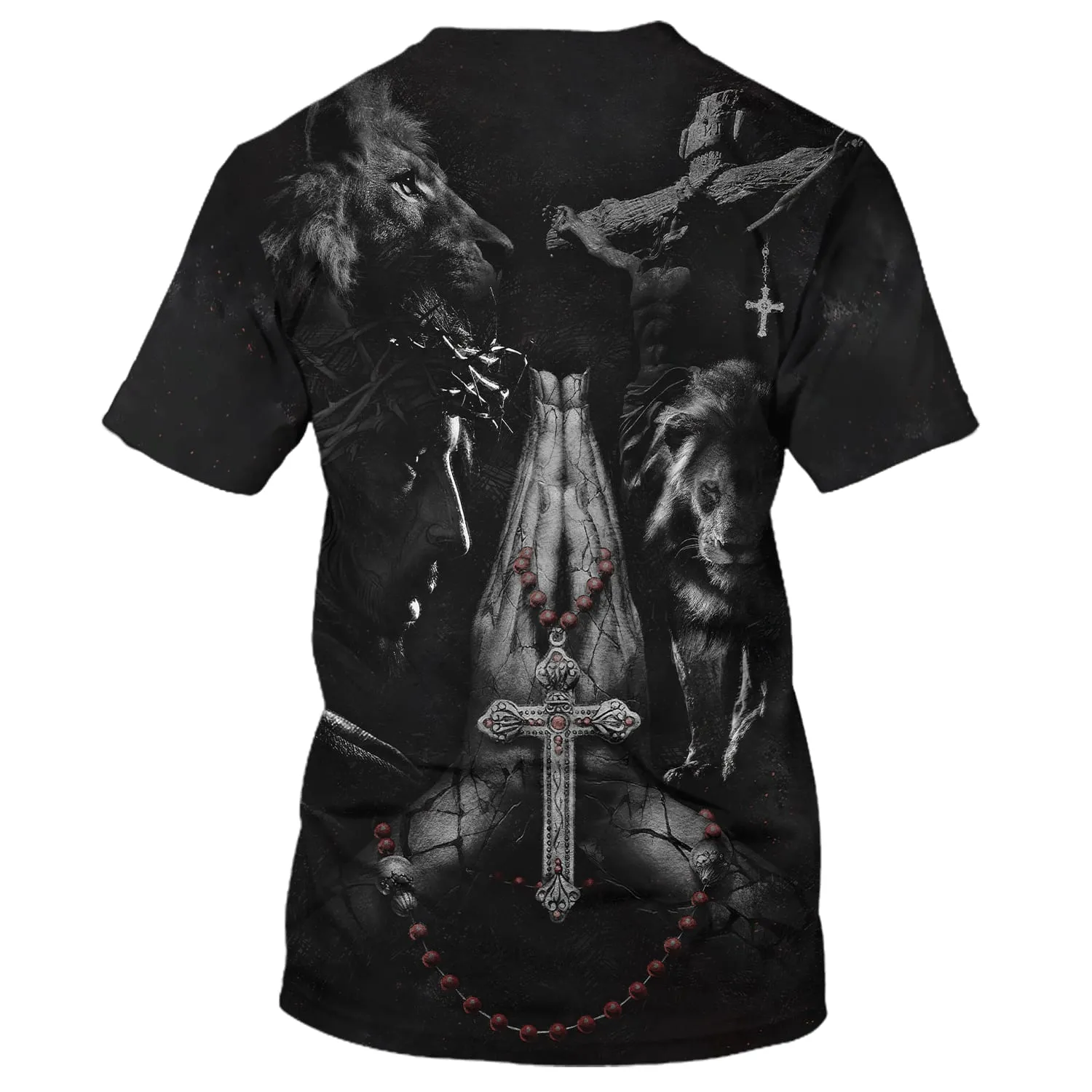 Praying Hands Jesus Lion 3D All Over Printed Shirt for Men and Women