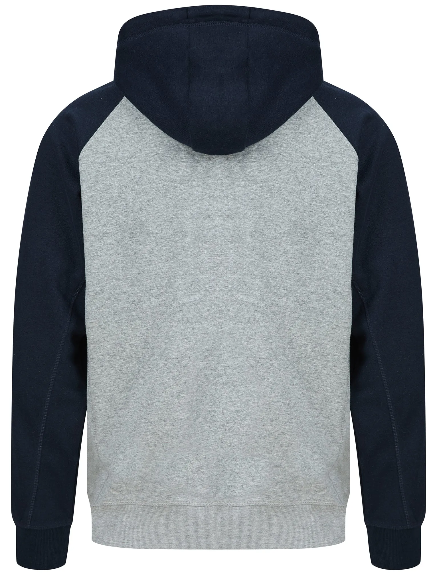 Raggo Zip Through Raglan Sleeve Hoodie in Light Grey Marl / Navy - Tokyo Laundry