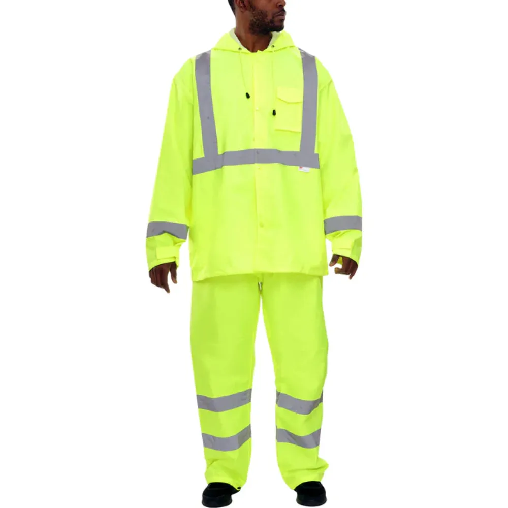 Reflective Apparel® Hi-Vis Waterproof Hooded Rain Suit - ANSI Class 3 - 402ST