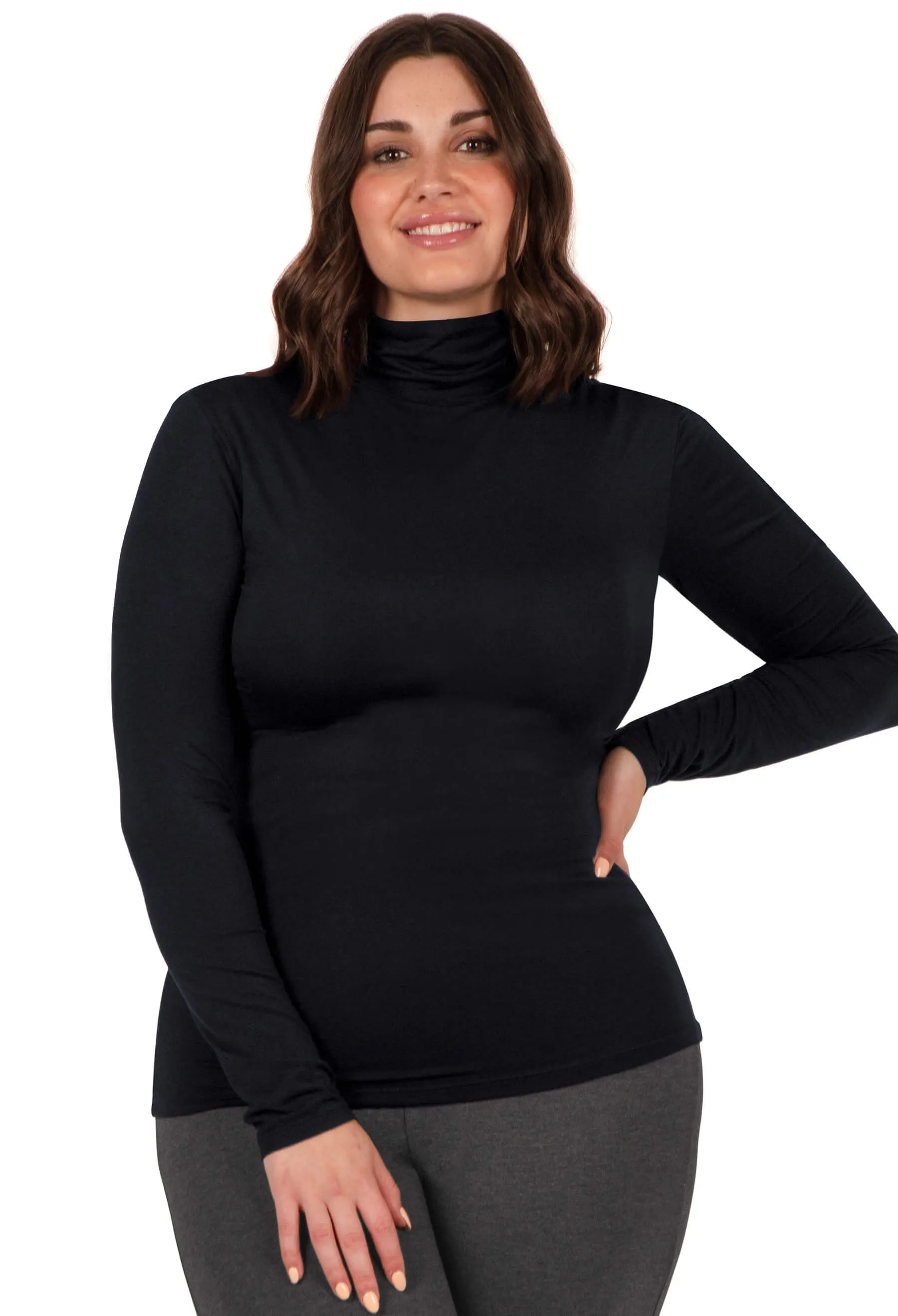 Super Soft Modal Turtleneck Thermal Top - 2 Pack