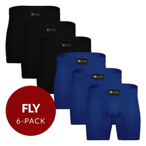 Sweat Proof Men's Boxer Briefs with Fly - Mix 6-Pack (3x Black, Navy)