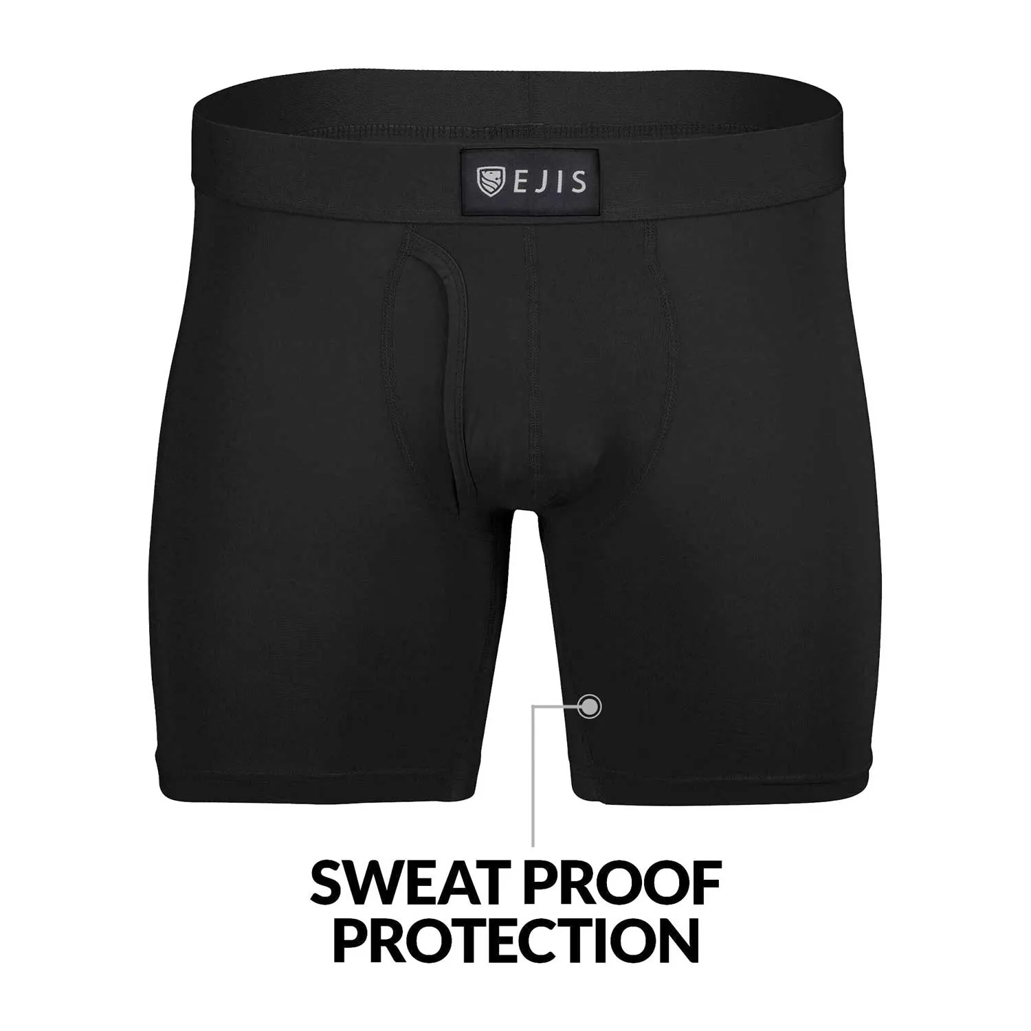 Sweat Proof Men's Boxer Briefs with Fly - Mix 6-Pack (3x Black, Navy)