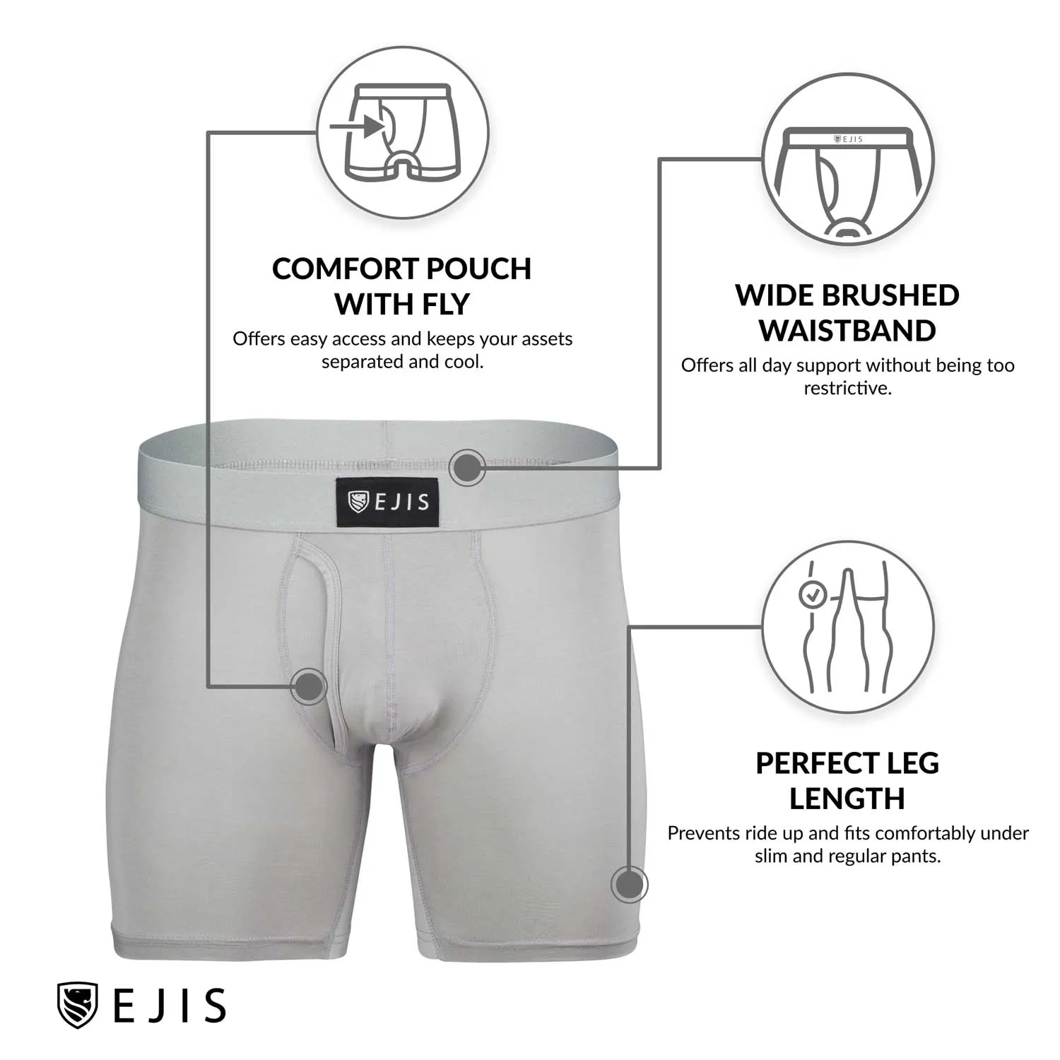 Sweat Proof Men's Boxer Briefs with Fly - Navy 6-Pack