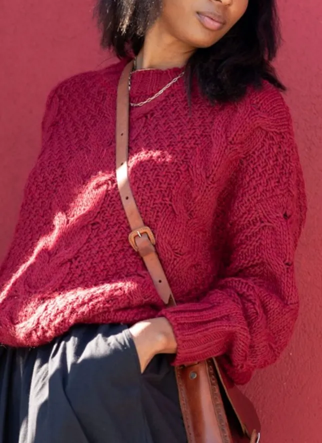 Topanga Cable Sweater in Cardinal