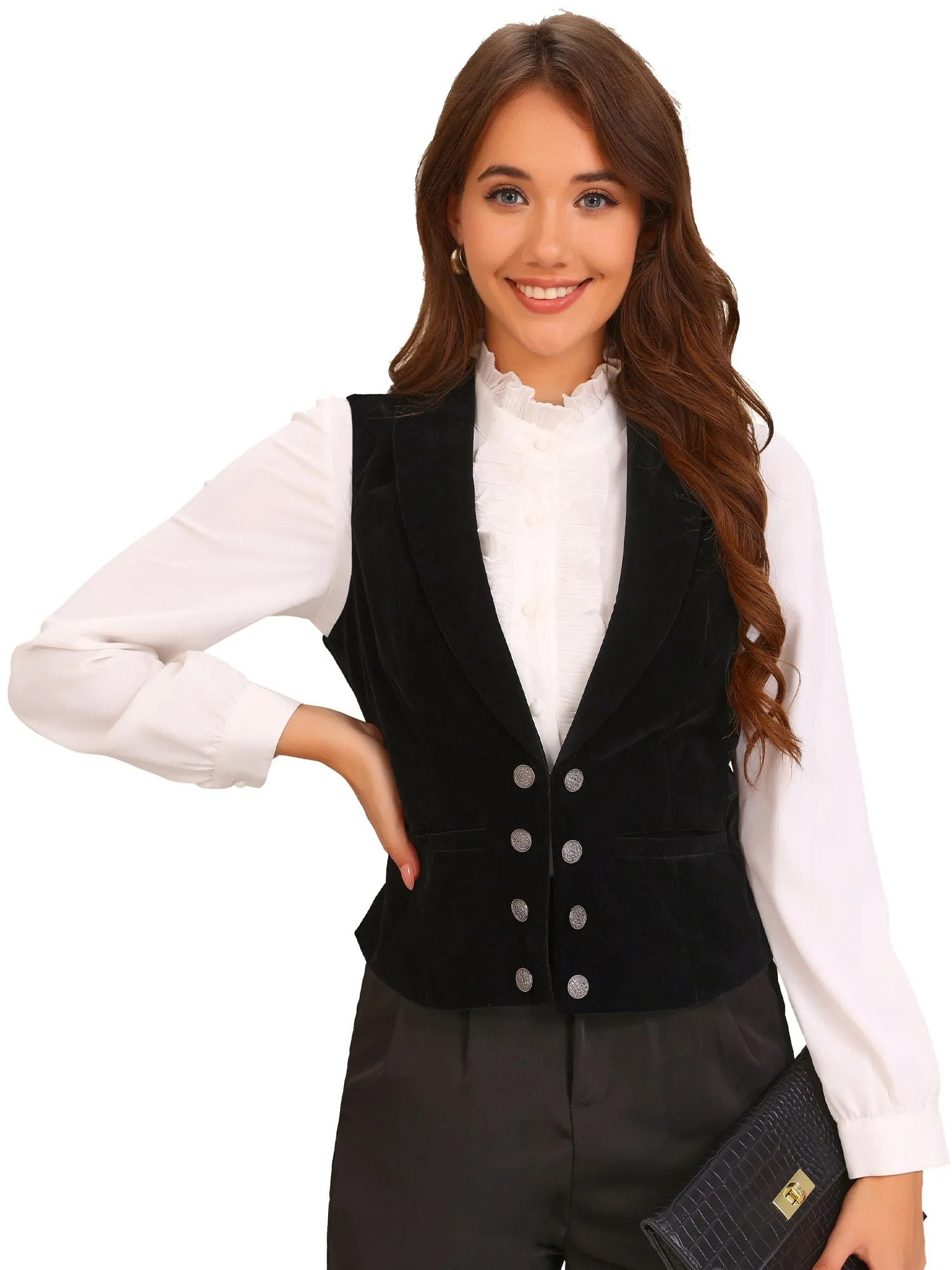 Velvet Sleeveless Button Down Wasitcoat Vest