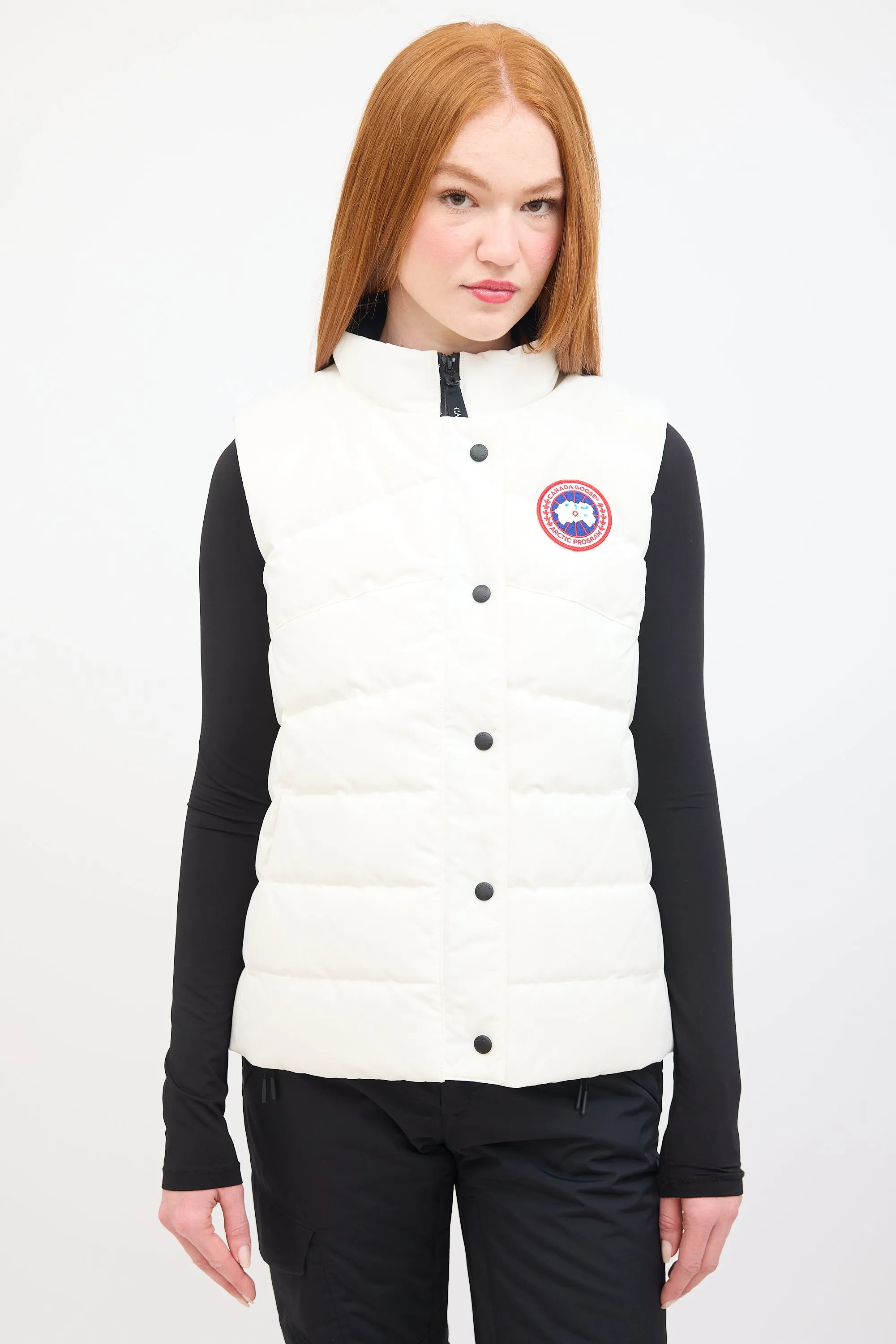 White Quilted Puffer Freestyle Down Vest