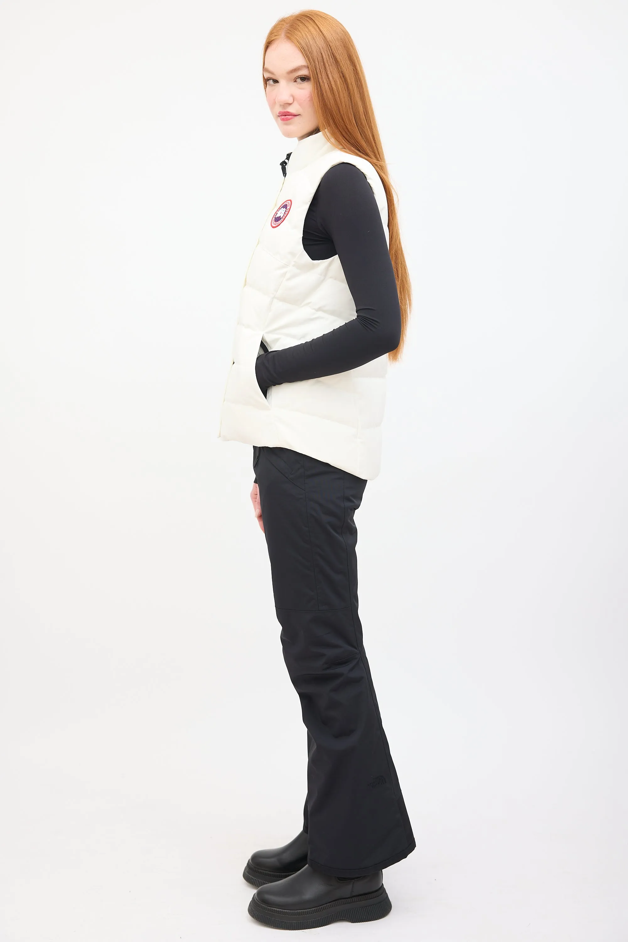 White Quilted Puffer Freestyle Down Vest