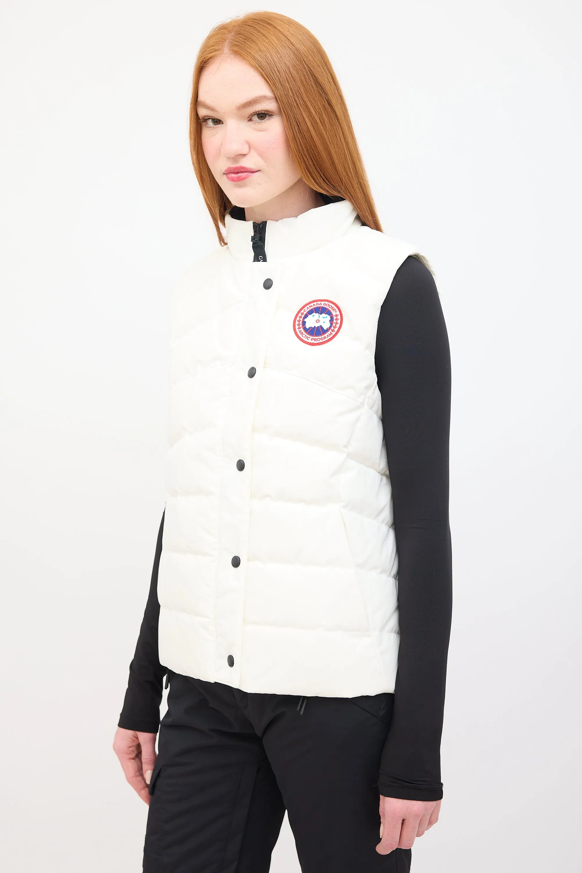 White Quilted Puffer Freestyle Down Vest