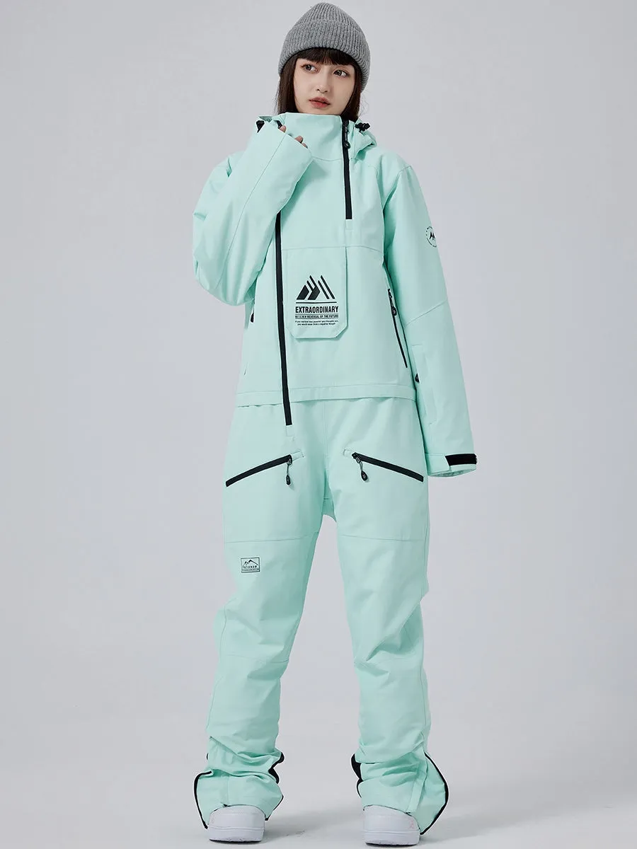 Women High Neck One Piece Ski Suits