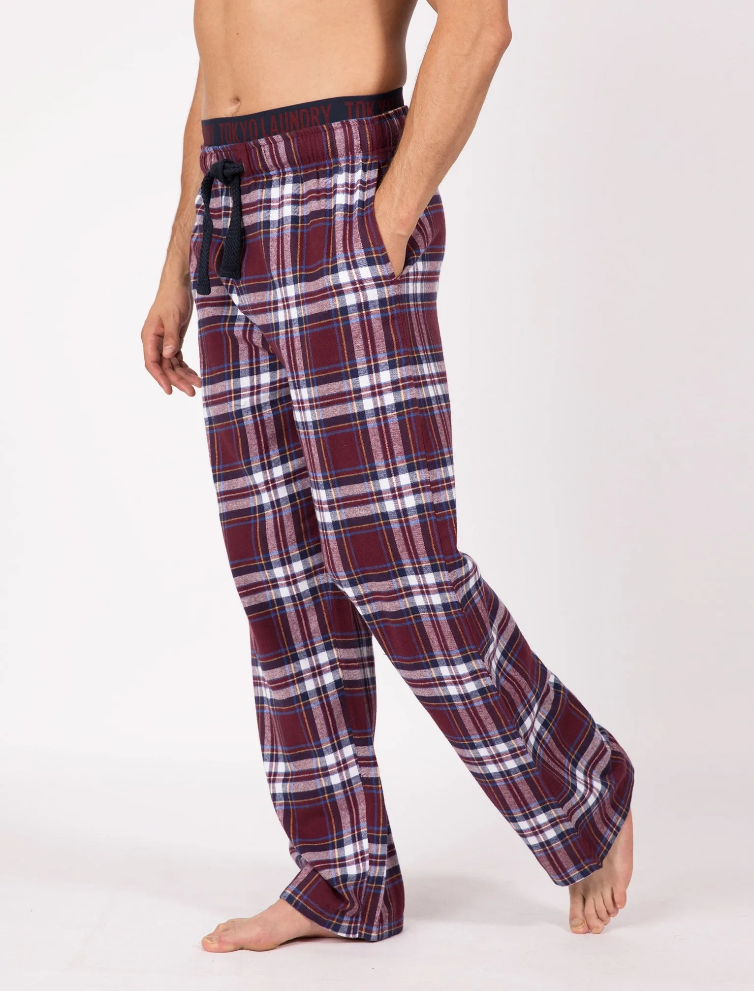 Zermatt Brushed Flannel Checked Lounge Pants in Vineyard Wine - Tokyo Laundry